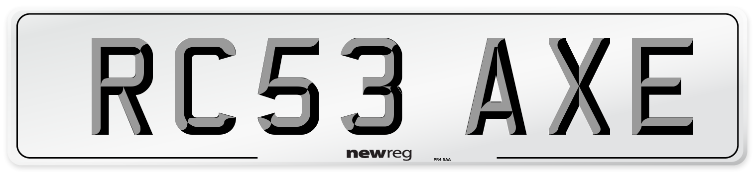 RC53 AXE Number Plate from New Reg